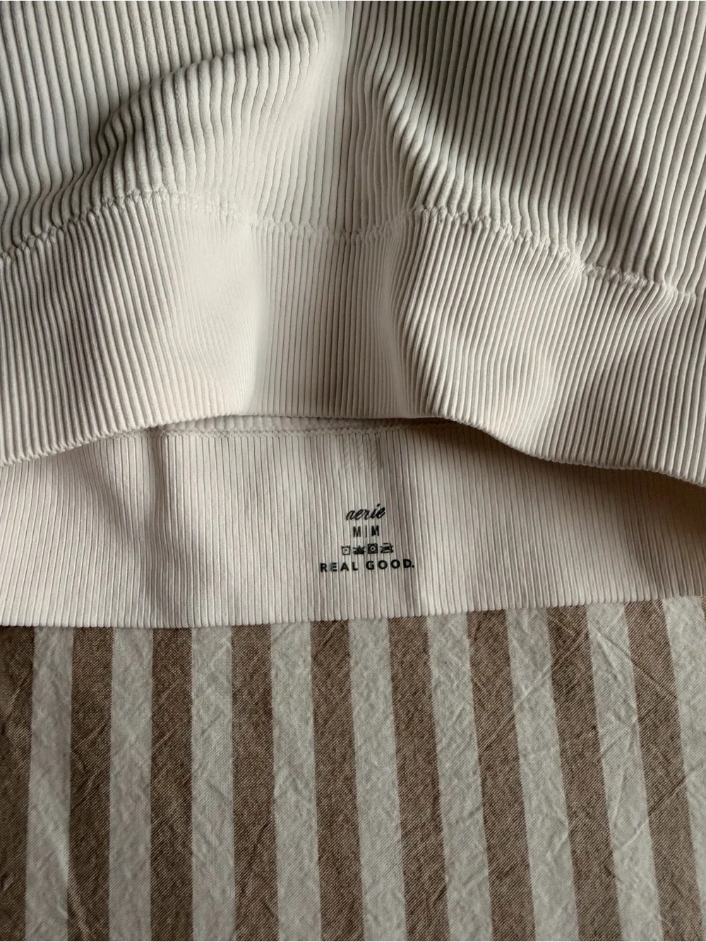 Aerie White Ribbed Scoop Bra